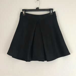 SEEK The Label Women’s Sz Small Black Suede Skirt Mini Flare Zipper Back